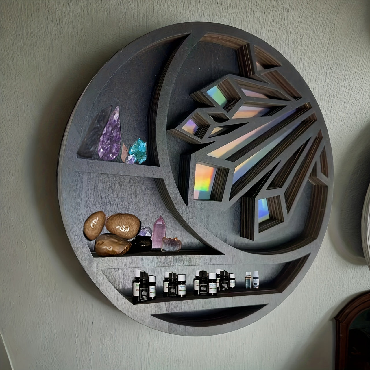 Wooden Crystal Display Rack - Aesthetic Room Décor