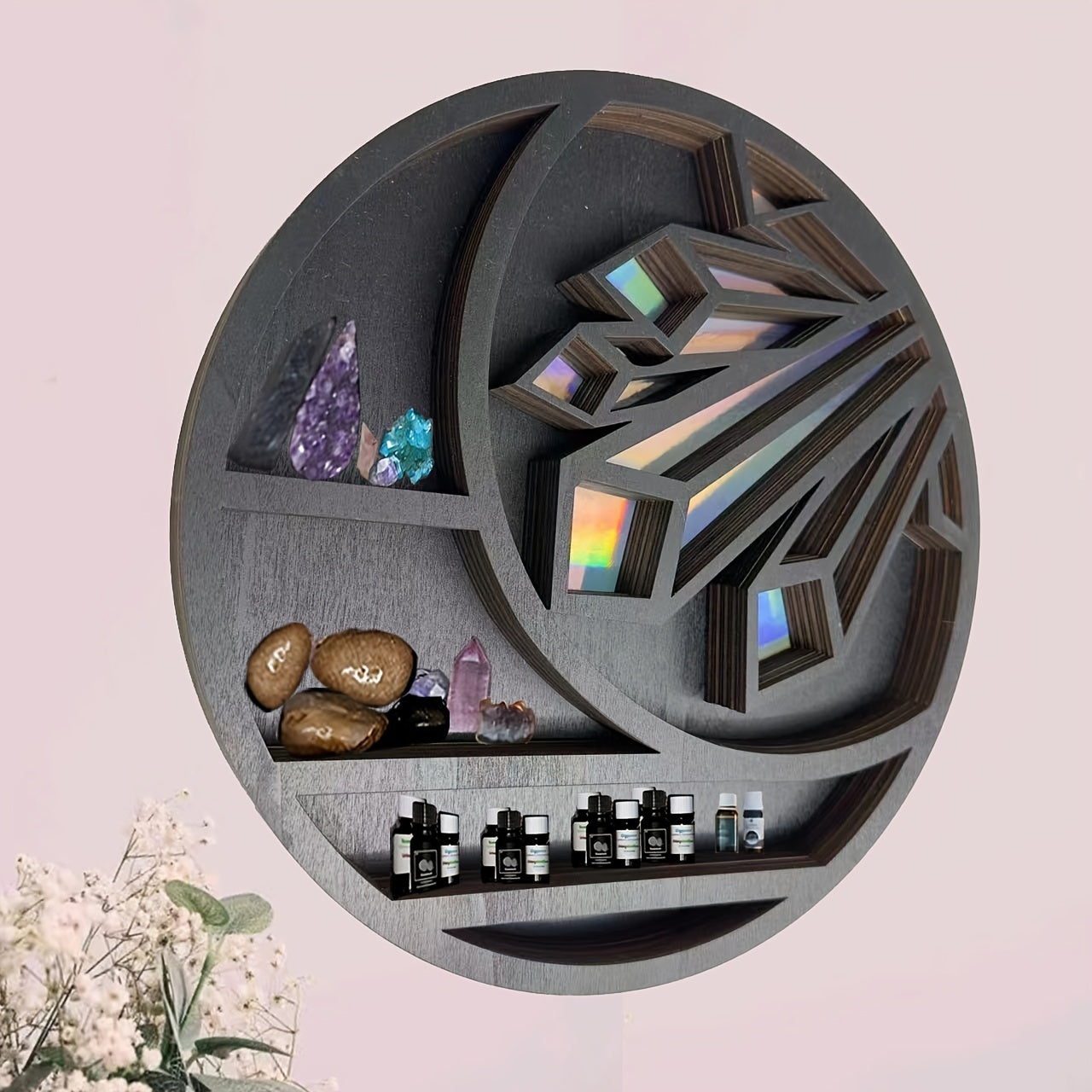 Wooden Crystal Display Rack - Aesthetic Room Décor