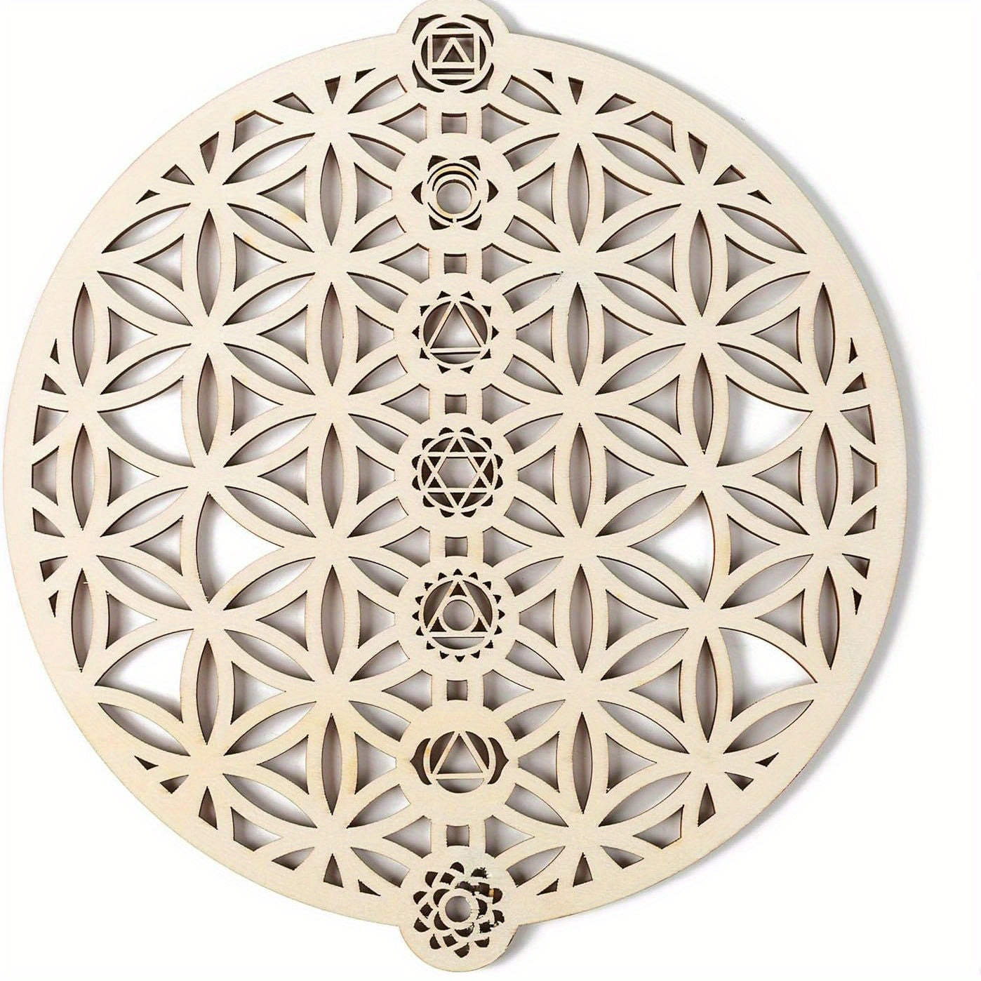 1pc Flower Of Life, 7 Chakras Wall Art Wooden