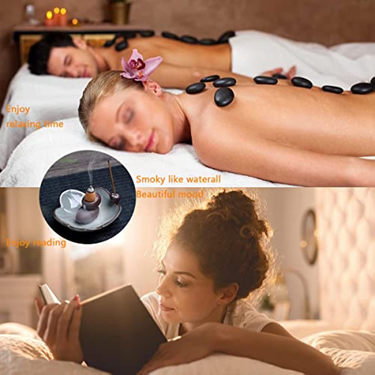 Ceramic Waterfall Incense Burner with 20 Cones