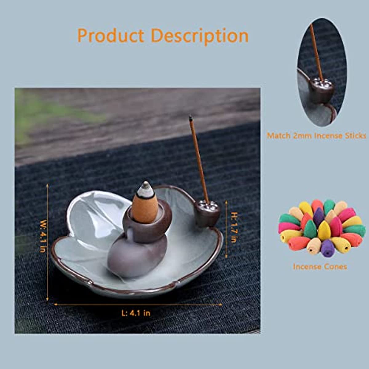 Ceramic Waterfall Incense Burner with 20 Cones