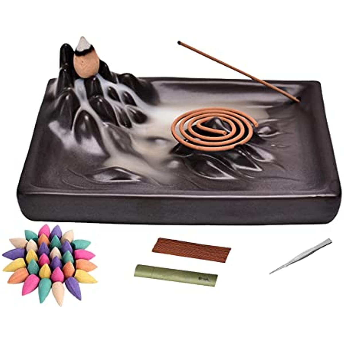Ceramic Waterfall Incense Burner 60 Cones+30 Sticks