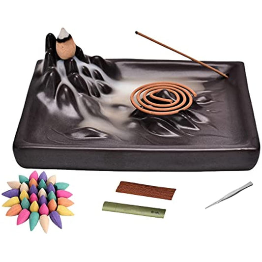 Ceramic Waterfall Incense Burner 60 Cones+30 Sticks