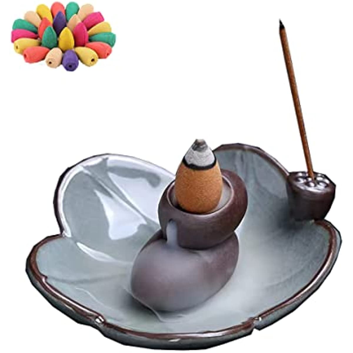 Ceramic Waterfall Incense Burner with 20 Cones