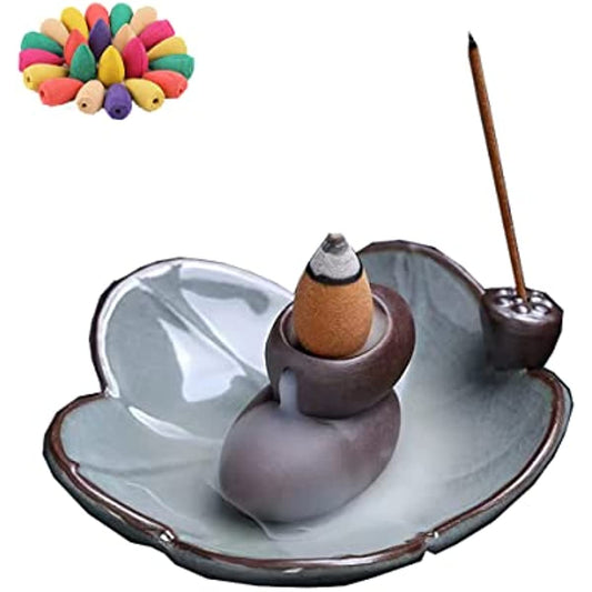 Ceramic Waterfall Incense Burner with 20 Cones