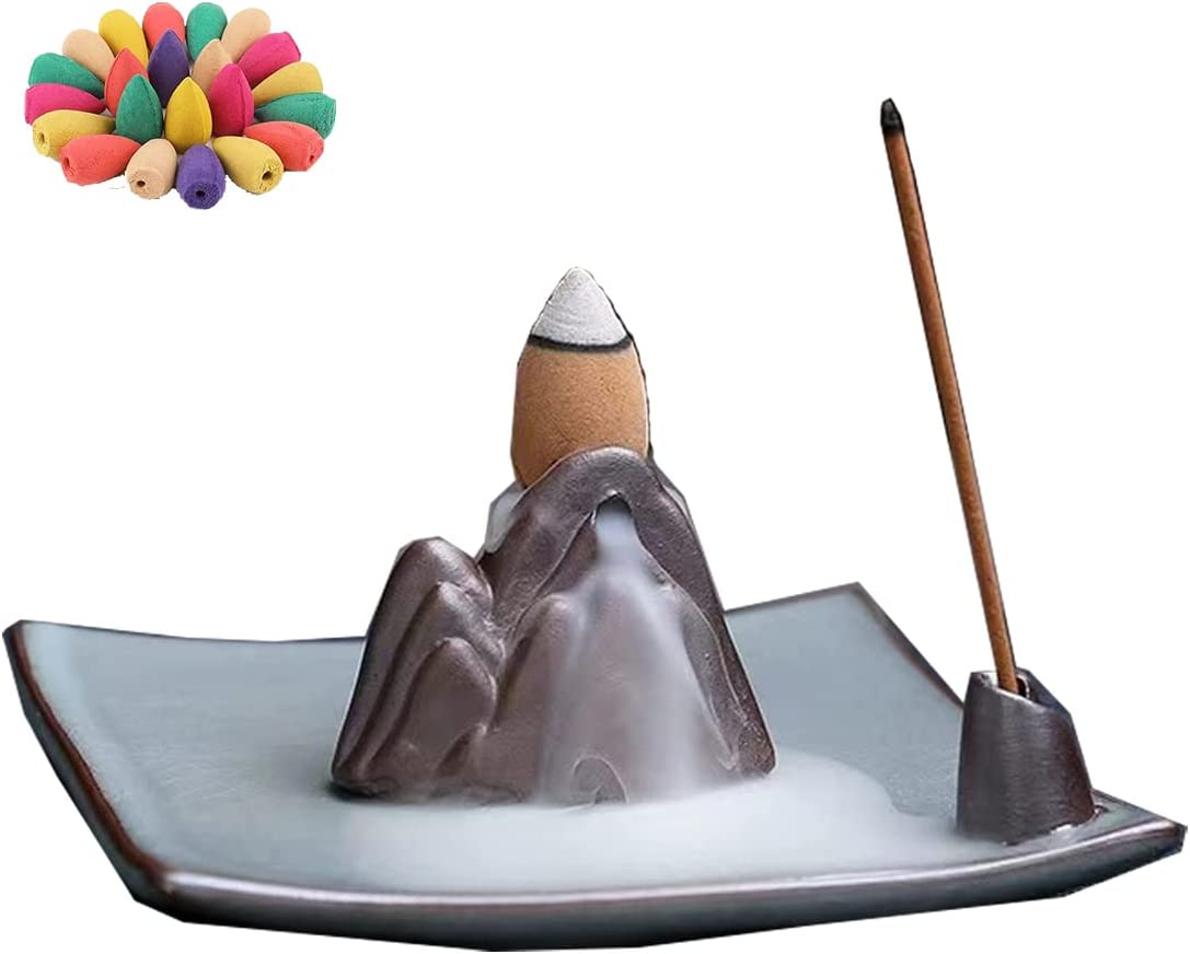 Ceramic Waterfall Incense Burner with 20 Cones