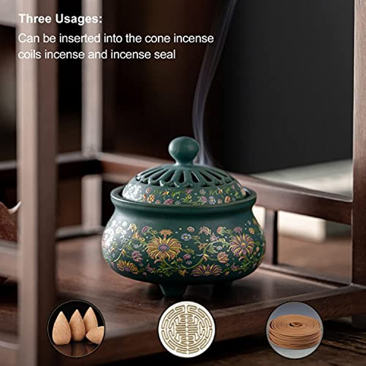 Ceramic Incense Burner with Incense Stick Holder