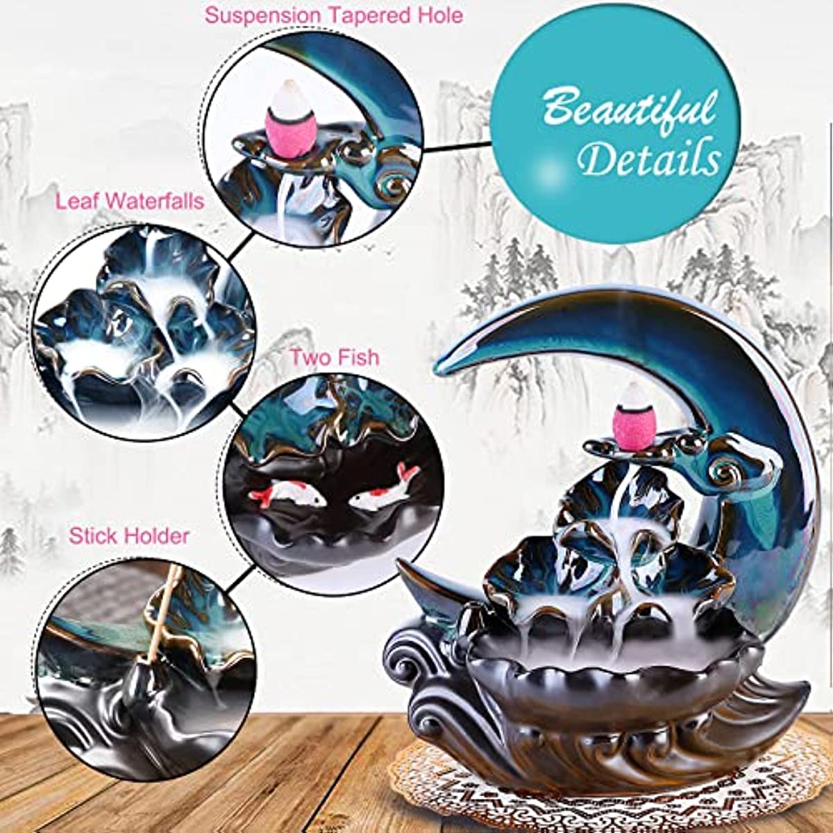 Ceramic Moon Backflow Incense Burner