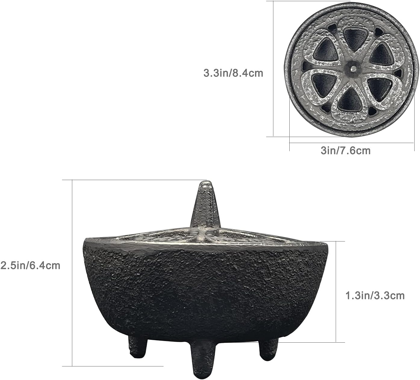 Cast Iron Incense Burner with Incense Stick Holder