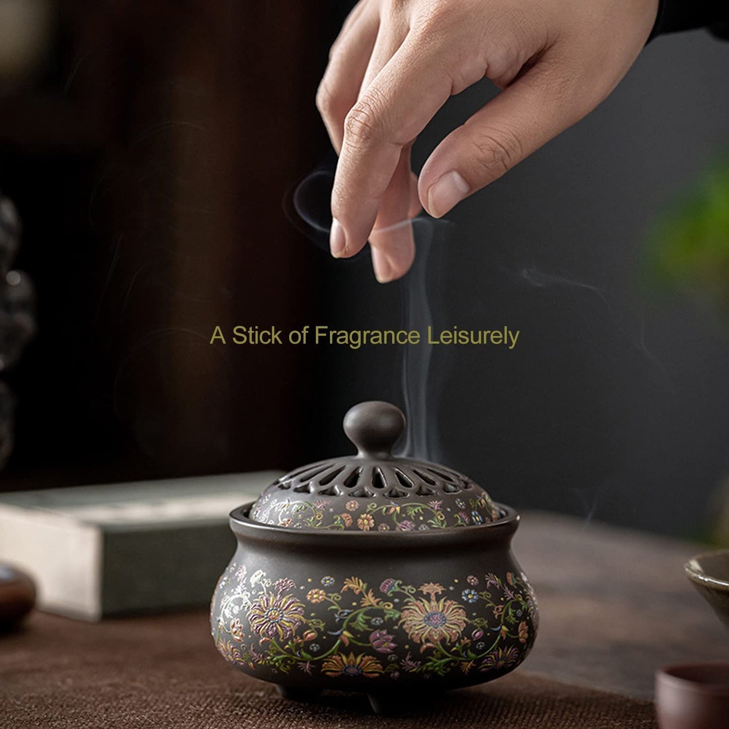 Ceramic Incense Burner with Incense Stick Holder