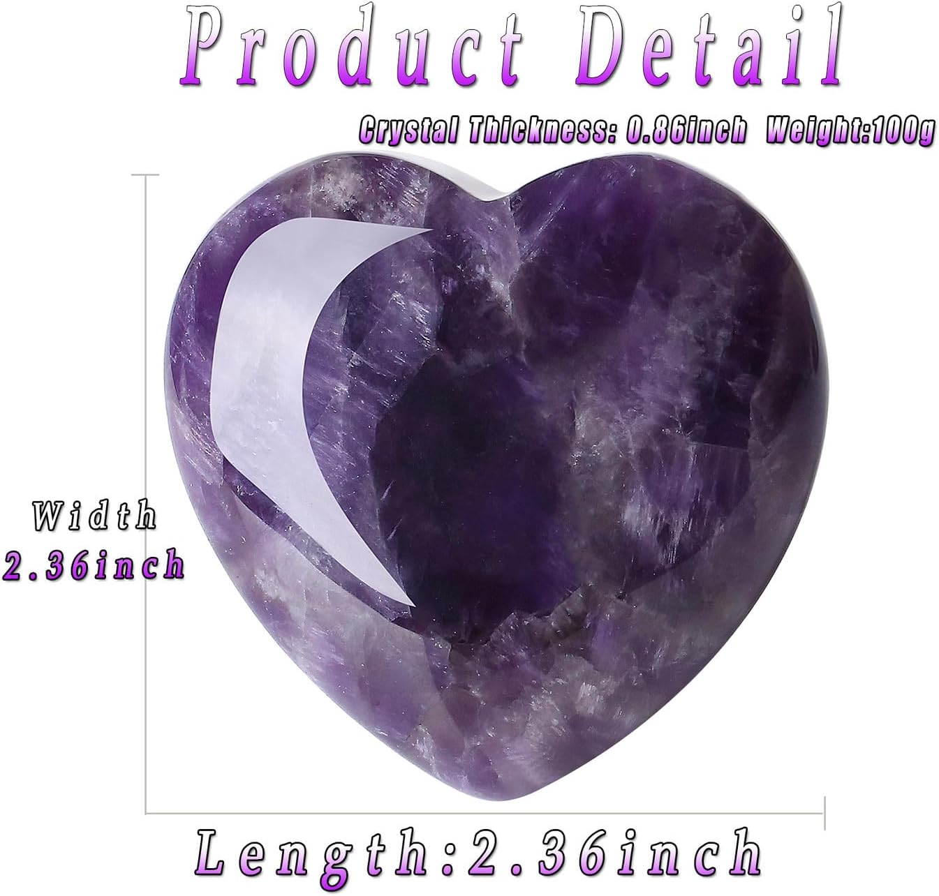 60 mm Amethyst Crystal Large Heart Stone