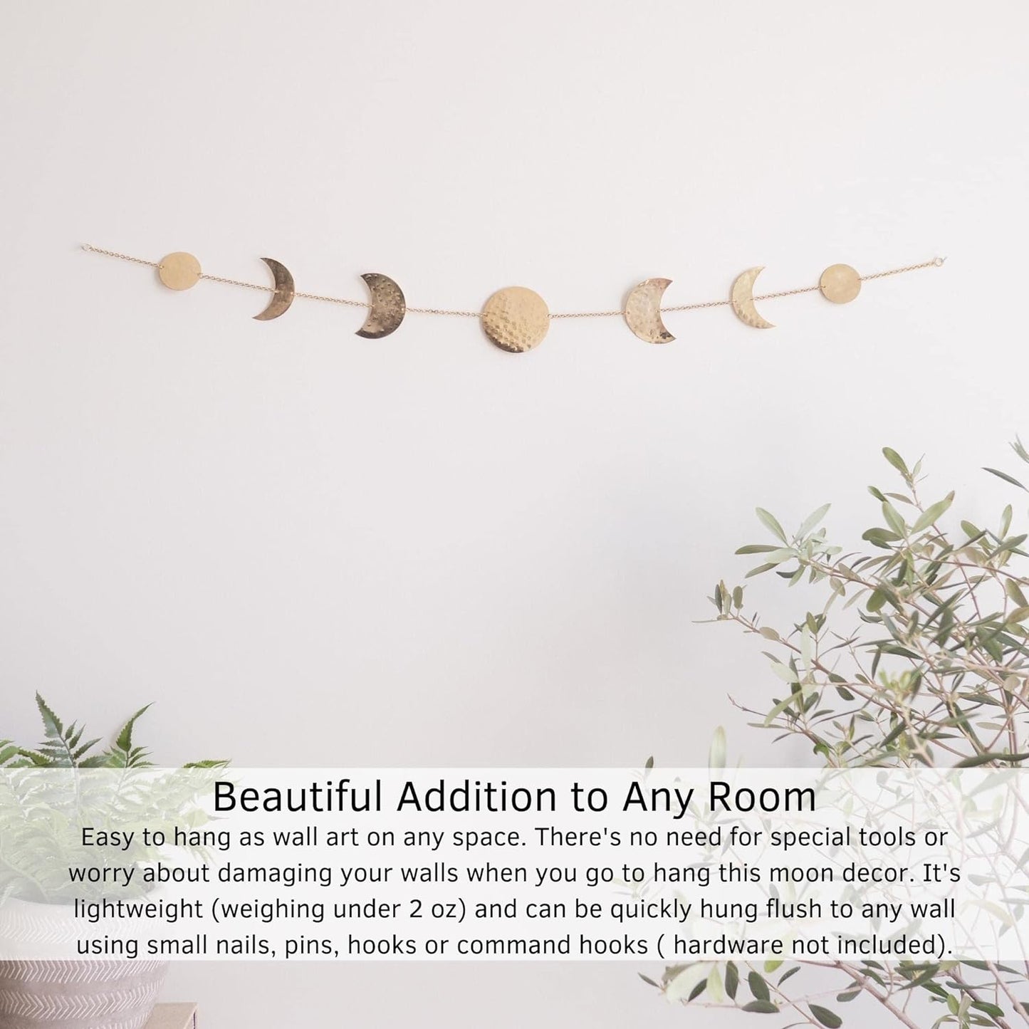 Handmade Gold Metal Moons Decor 13 Moons 36" Garland