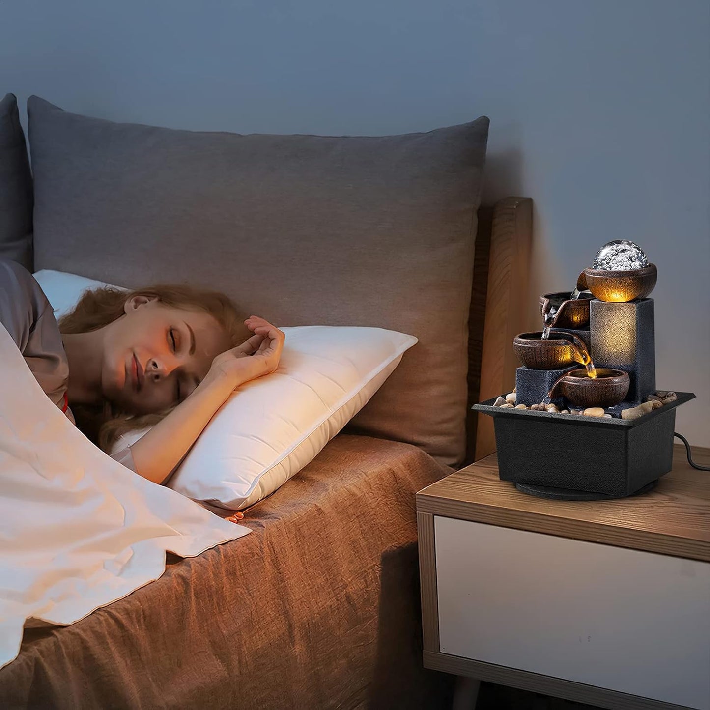 Tabletop Fountain 4 Level Tabletop Waterfall Meditation