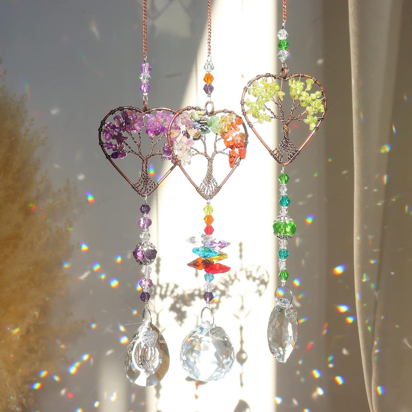 3pcs Crystal Suncatchers for Windows Hanging Tree of Life