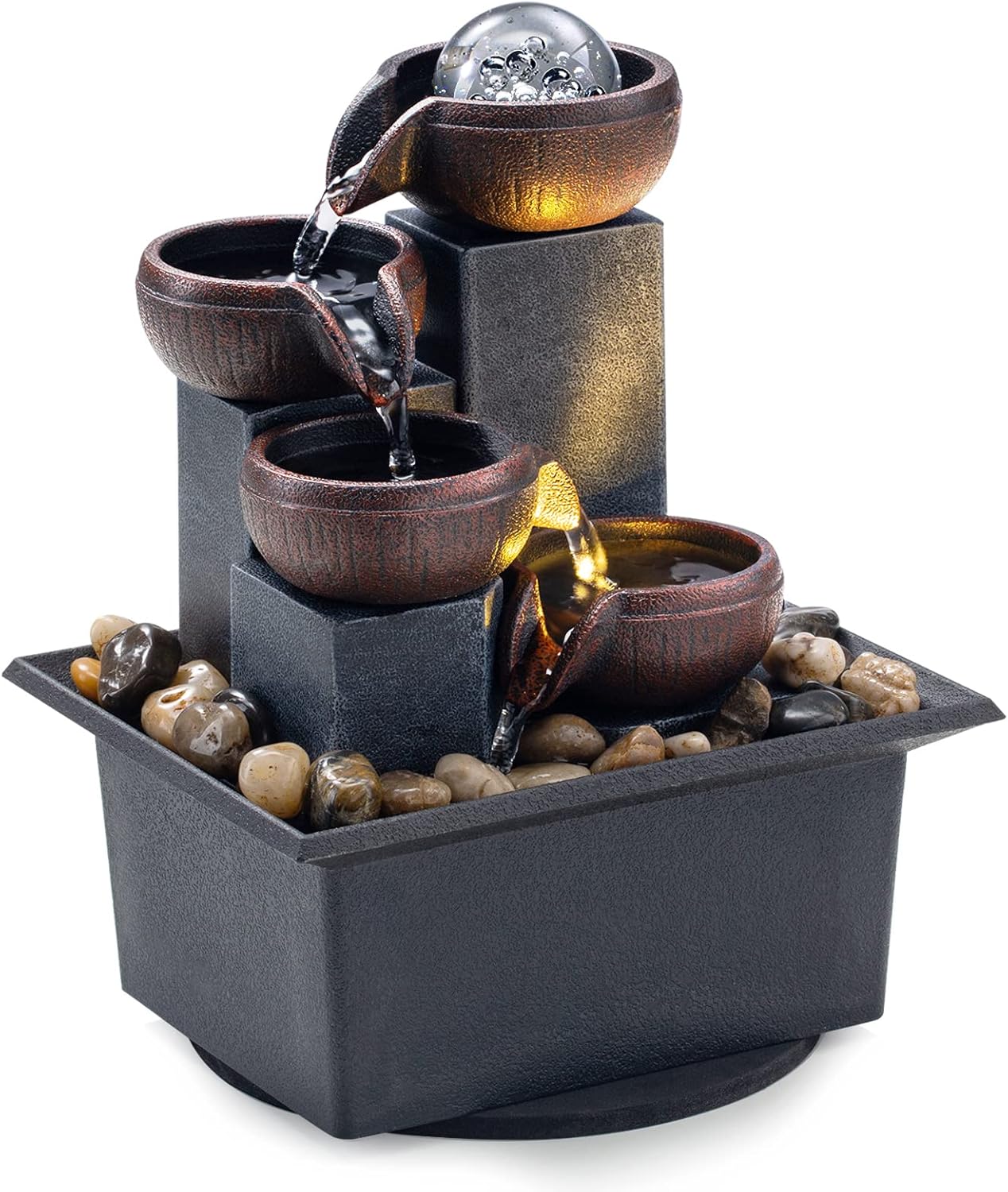 Tabletop Fountain 4 Level Tabletop Waterfall Meditation