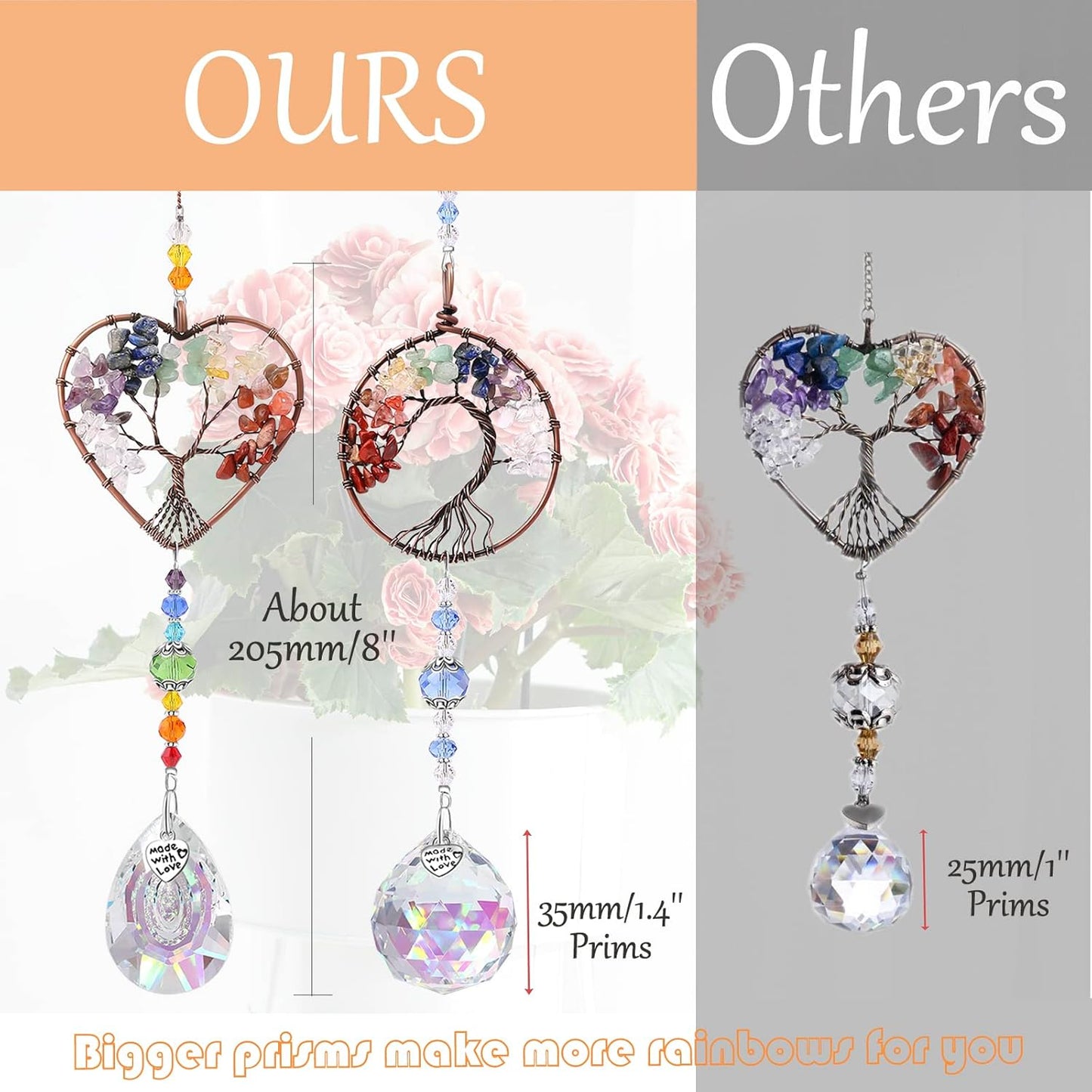 3pcs Crystal Suncatchers for Windows Hanging Tree of Life