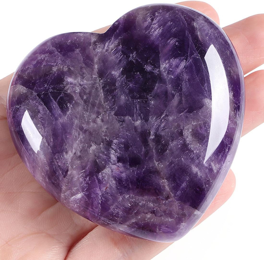 60 mm Amethyst Crystal Large Heart Stone