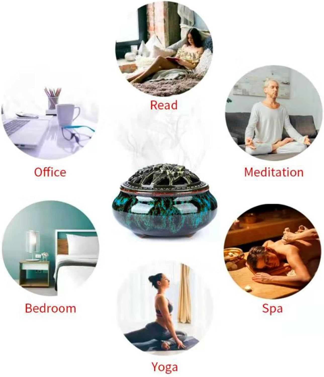 Ceramic Incense Burner with Incense Stick Holder