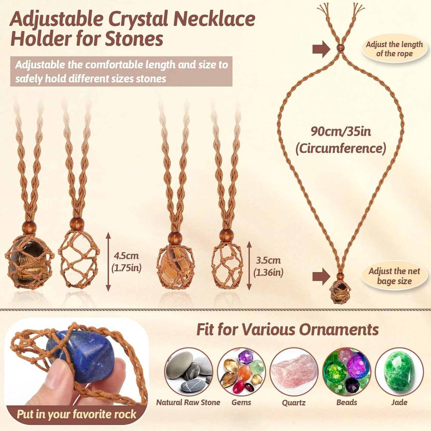 Crystal Necklace Holders & Healing Stones Set