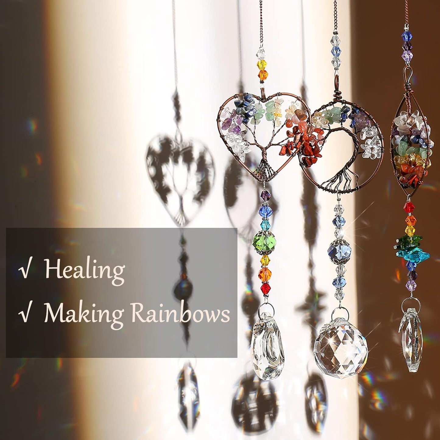 3pcs Crystal Suncatchers for Windows Hanging Tree of Life