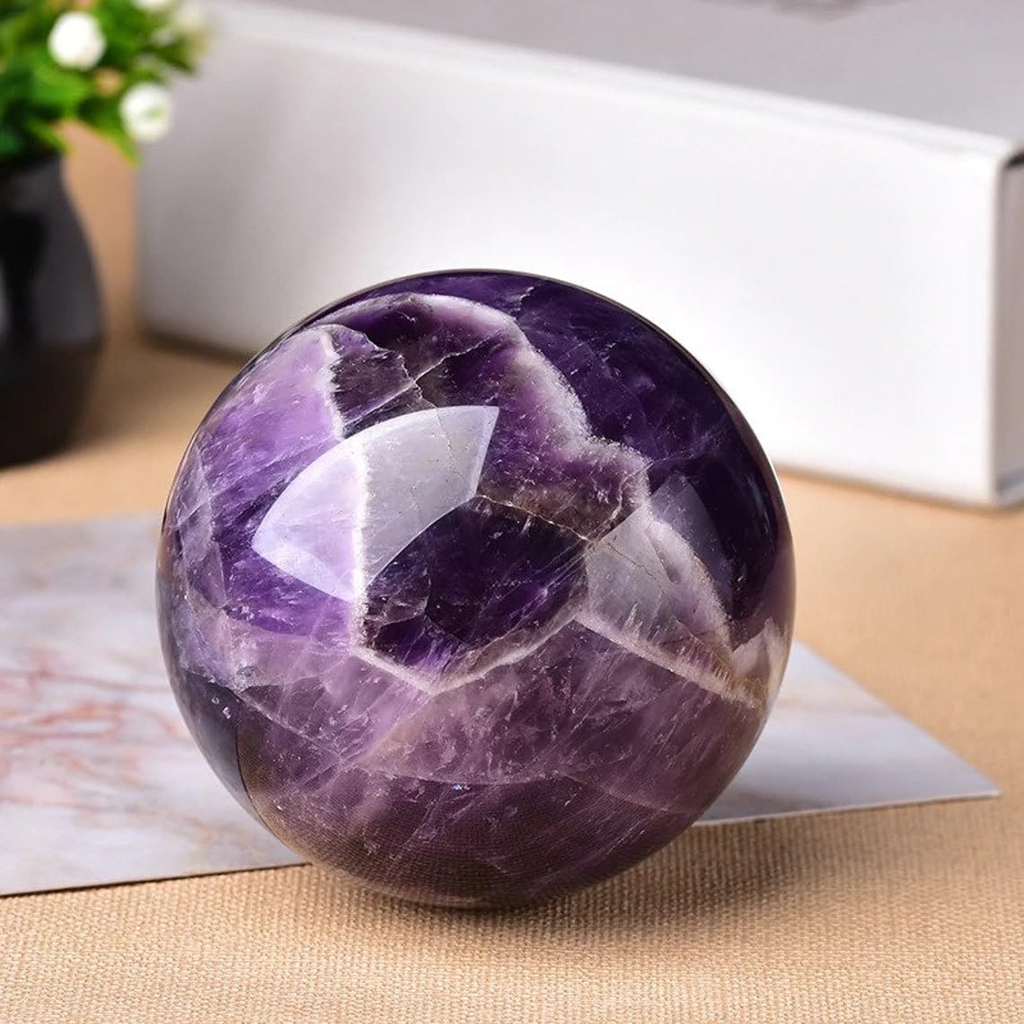 Natural Transparent Quartz Crystal Balls, White Quartz/ Amethyst