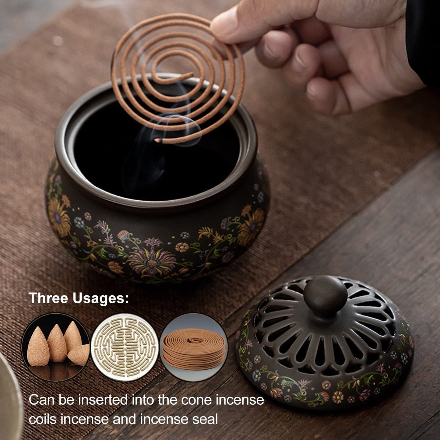 Ceramic Incense Burner with Incense Stick Holder