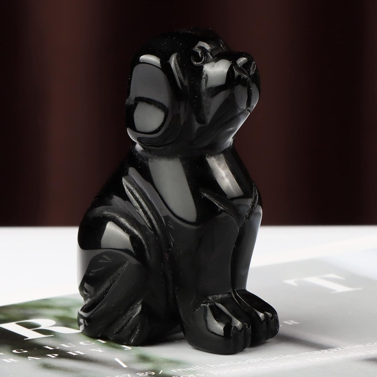 2" Black Obsidian Dog Crystal