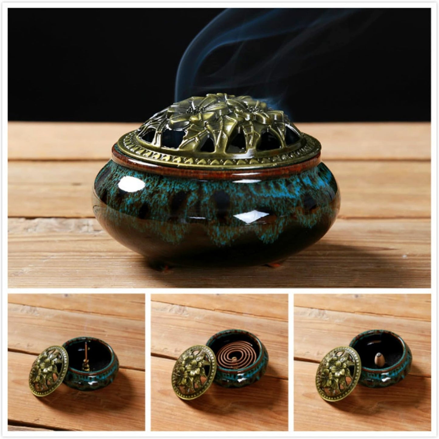 Ceramic Incense Burner with Incense Stick Holder