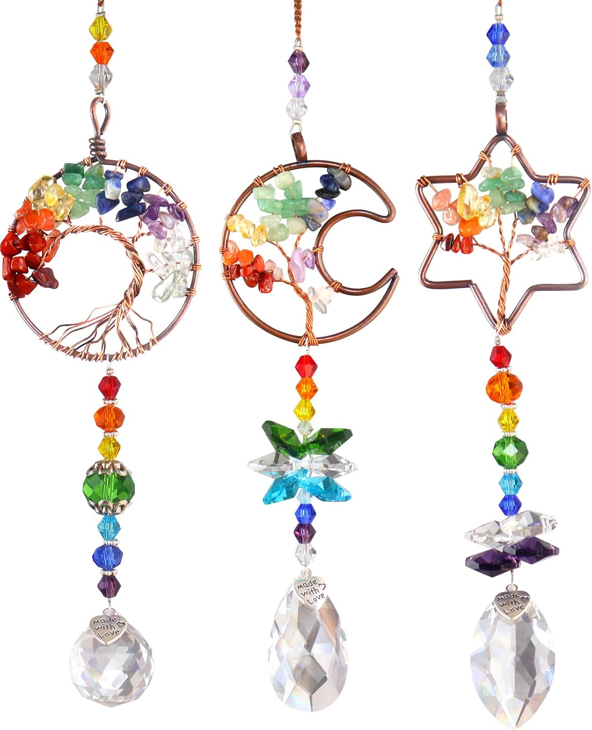 3pcs Crystal Suncatchers for Windows Hanging Tree of Life