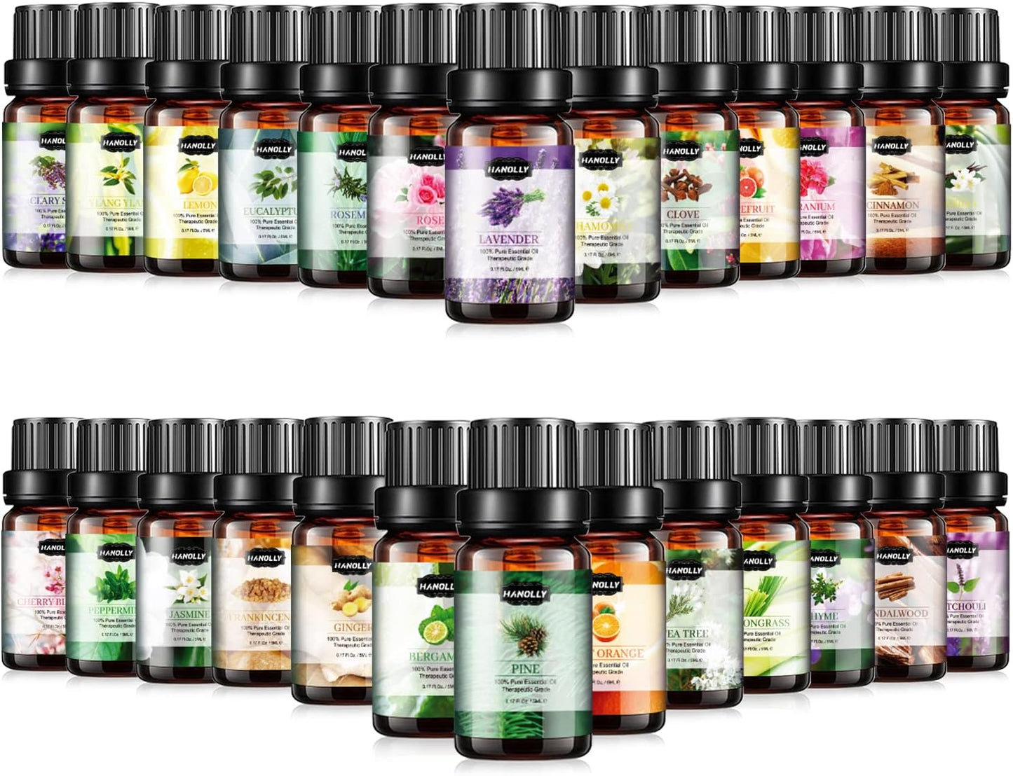 Aromatherapy Essential Oil Set: with 26 x 5ml Bottles