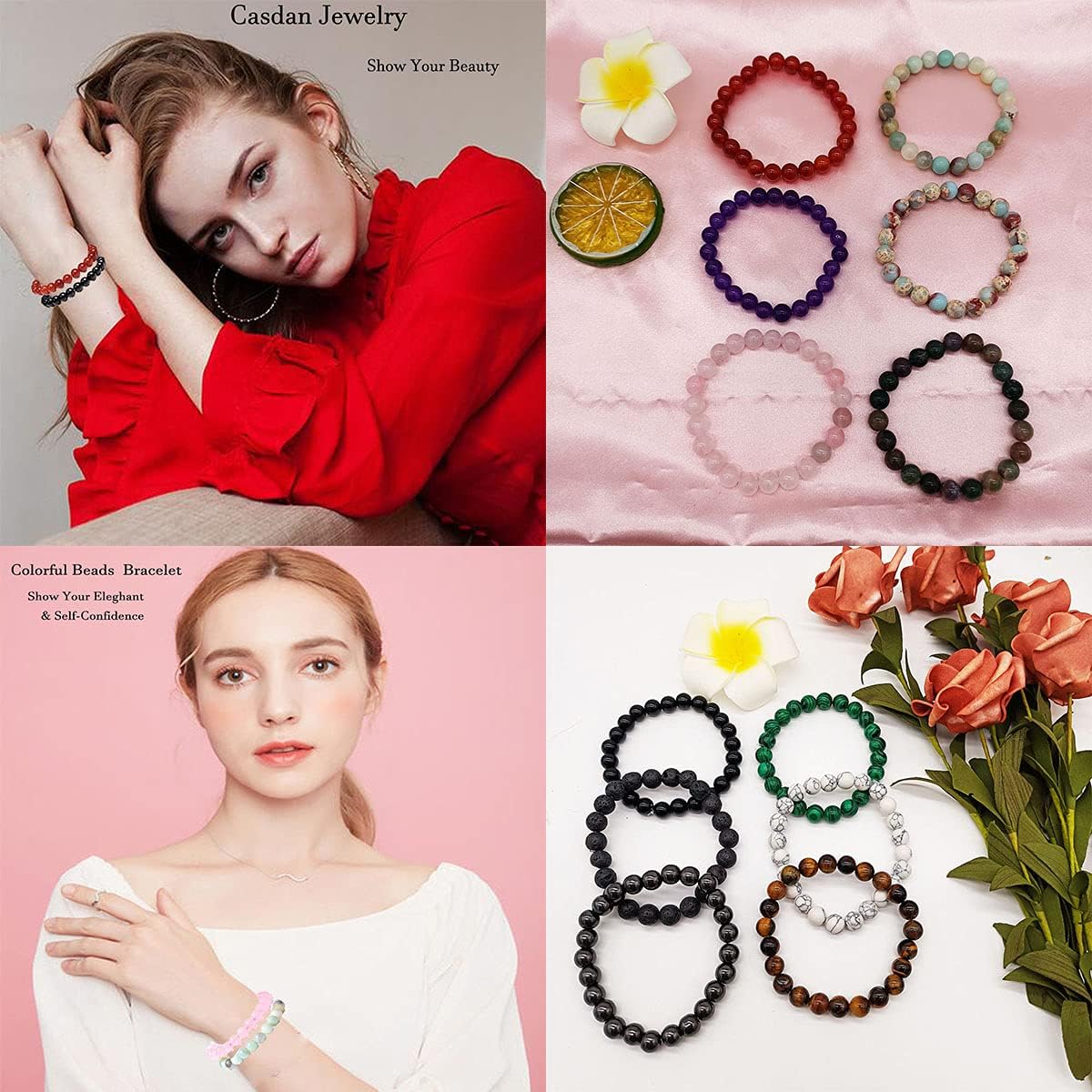 12PCS 8mm  Crystal Reiki Healing Bracelet