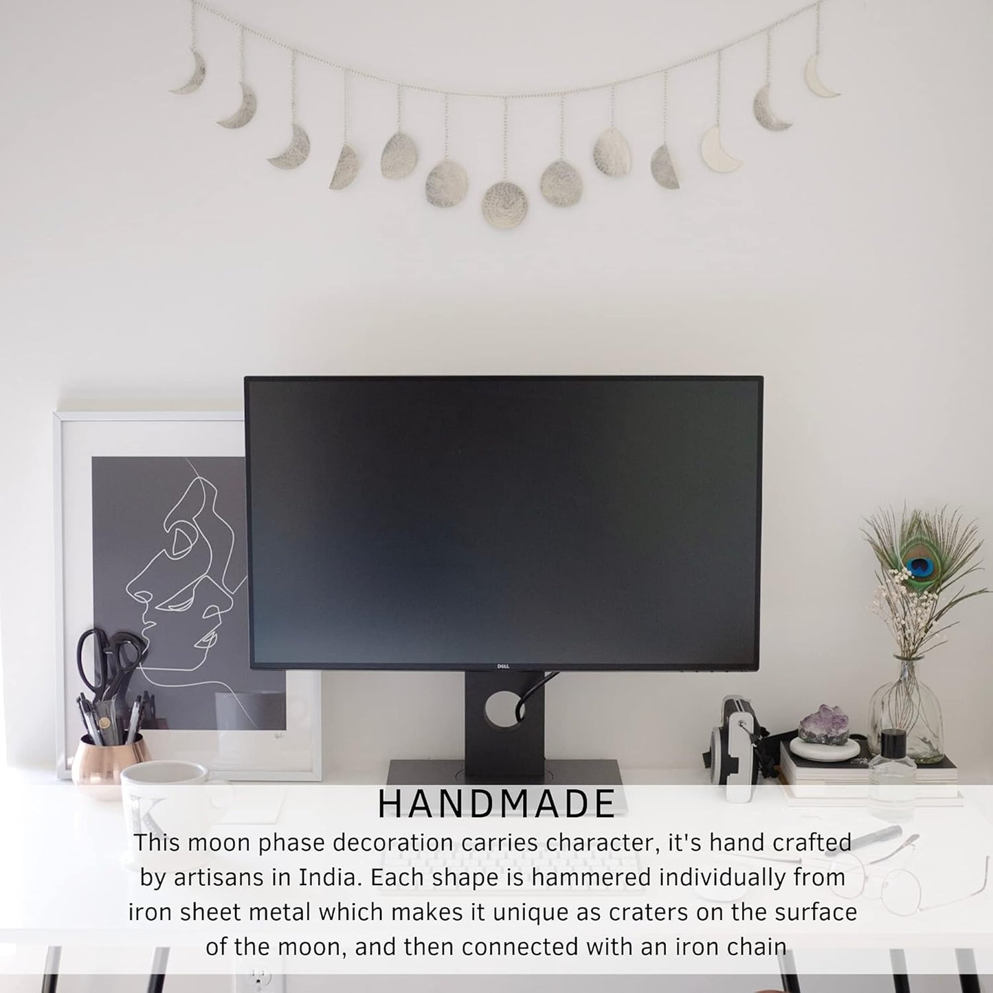 Handmade Gold Metal Moons Decor 13 Moons 36" Garland