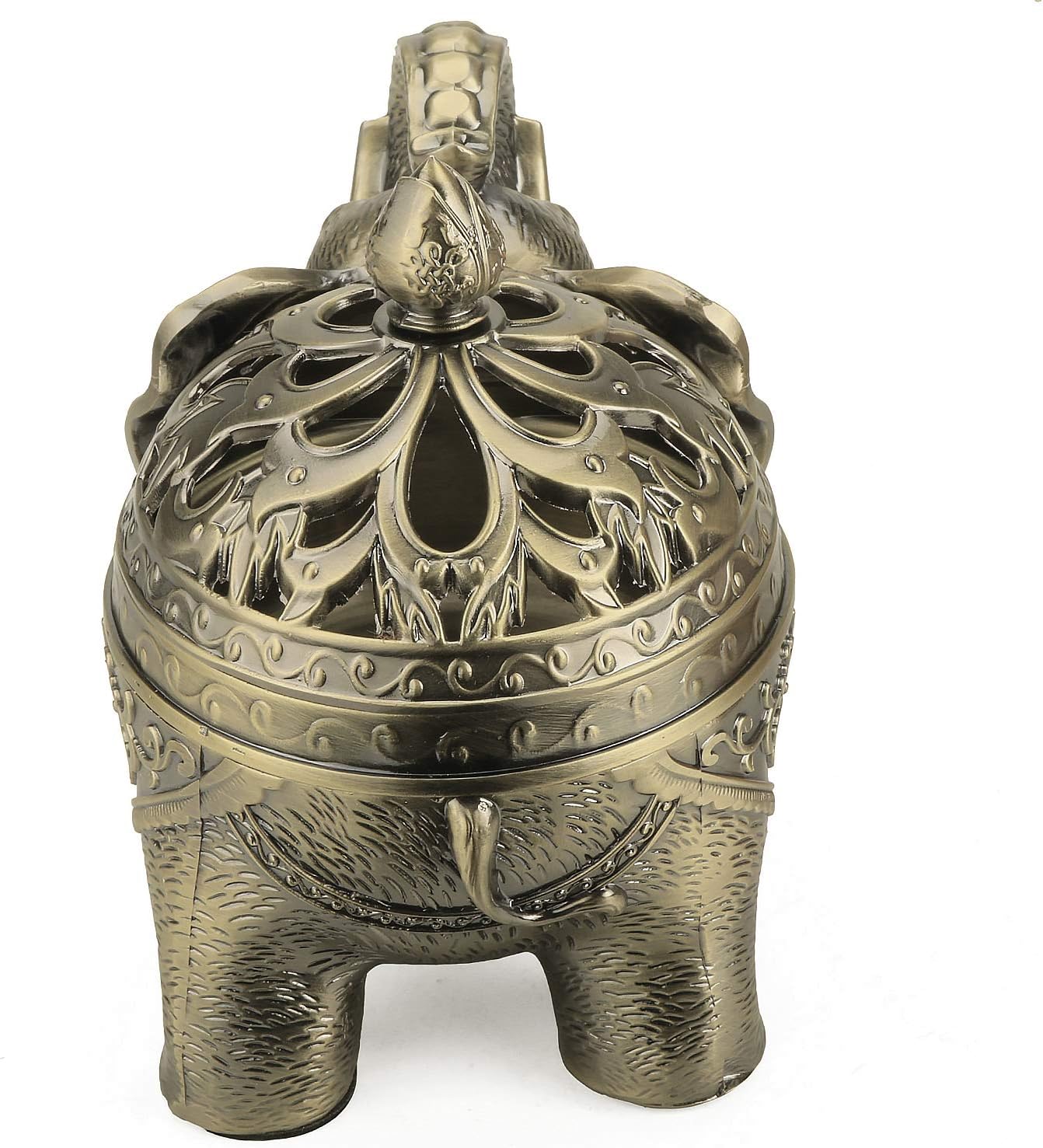 Backflow Incense Holder Elephant Cone Coil, Ash Catcher with Lid
