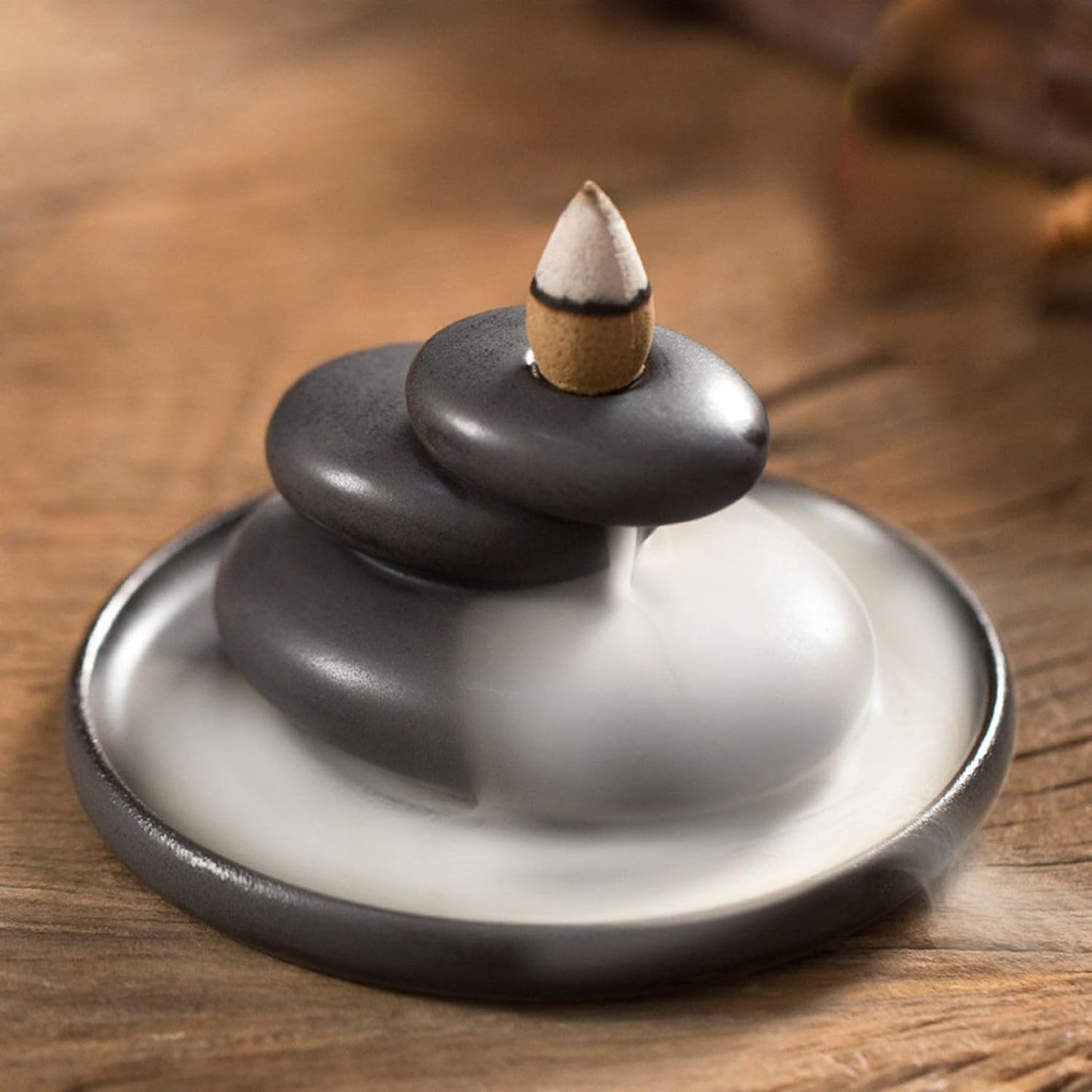 Ceramic Stacked Rock Zen Stone Waterfall Incense Burner