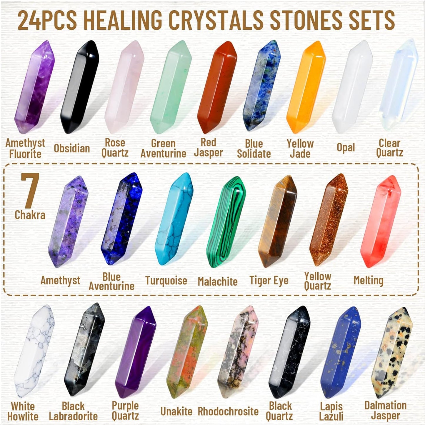 17Pcs Healing Crystals Stones Sets