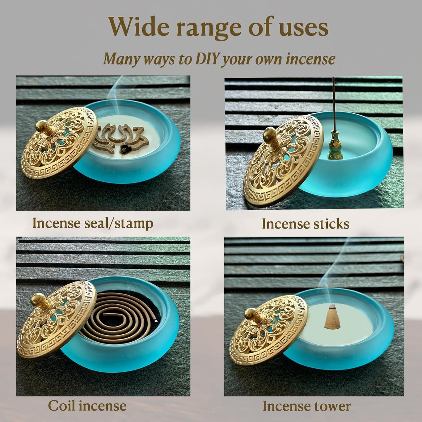 11Colored Glass Complete Incense 16 Pcs Set