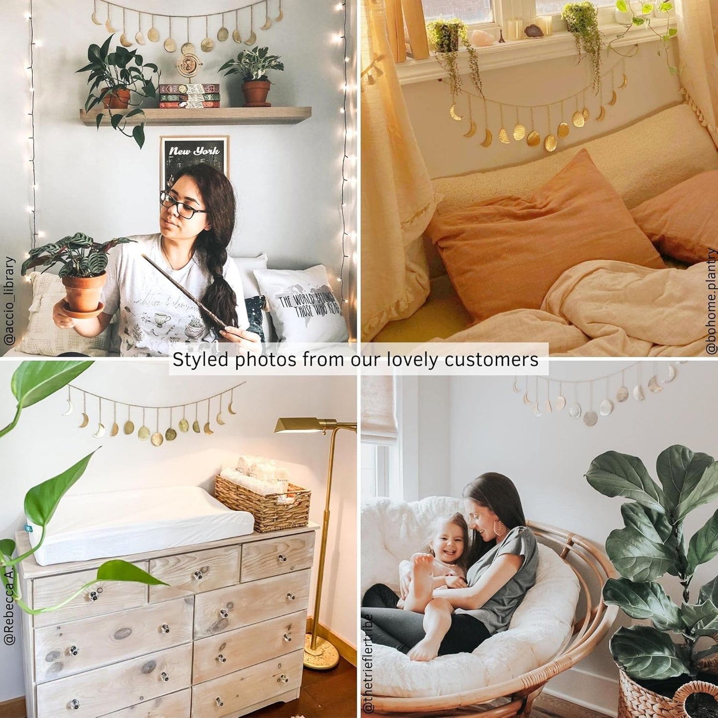 Handmade Gold Metal Moons Decor 13 Moons 36" Garland