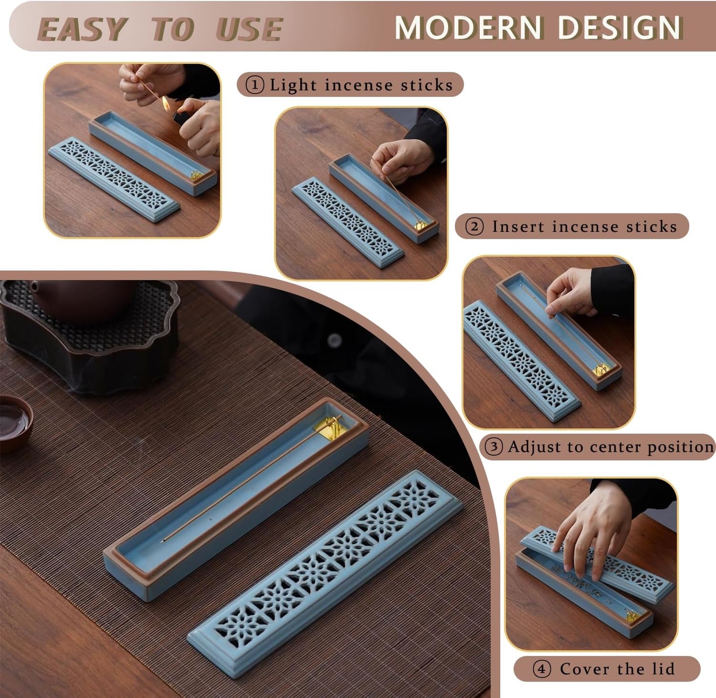 Ceramic Insence-Stick Holder Ash Catcher