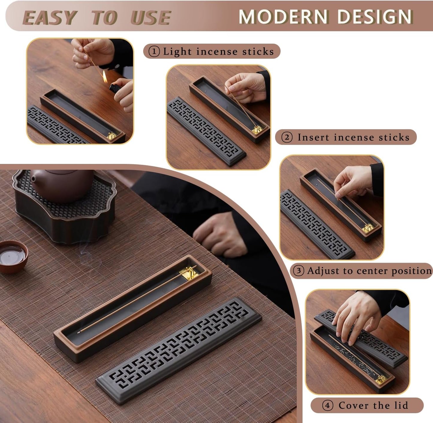 Ceramic Insence-Stick Holder Ash Catcher