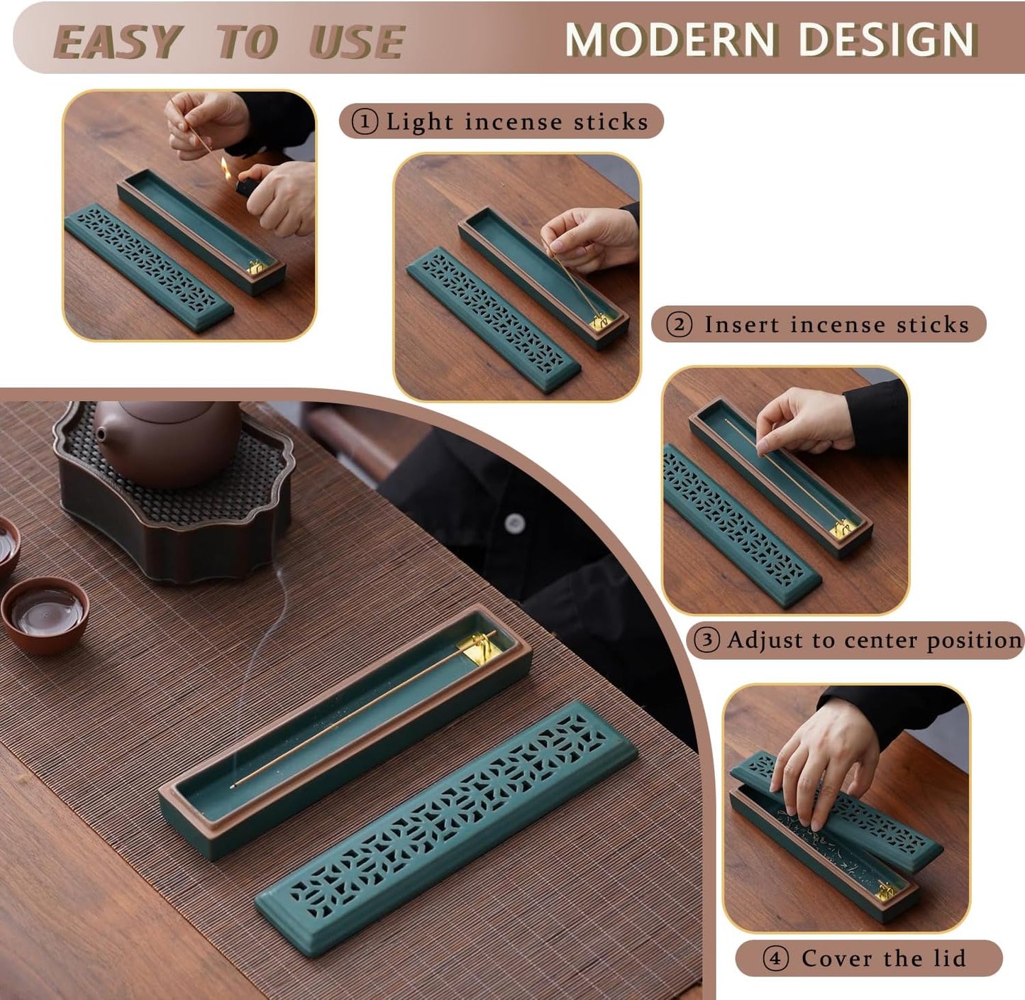 Ceramic Insence-Stick Holder Ash Catcher