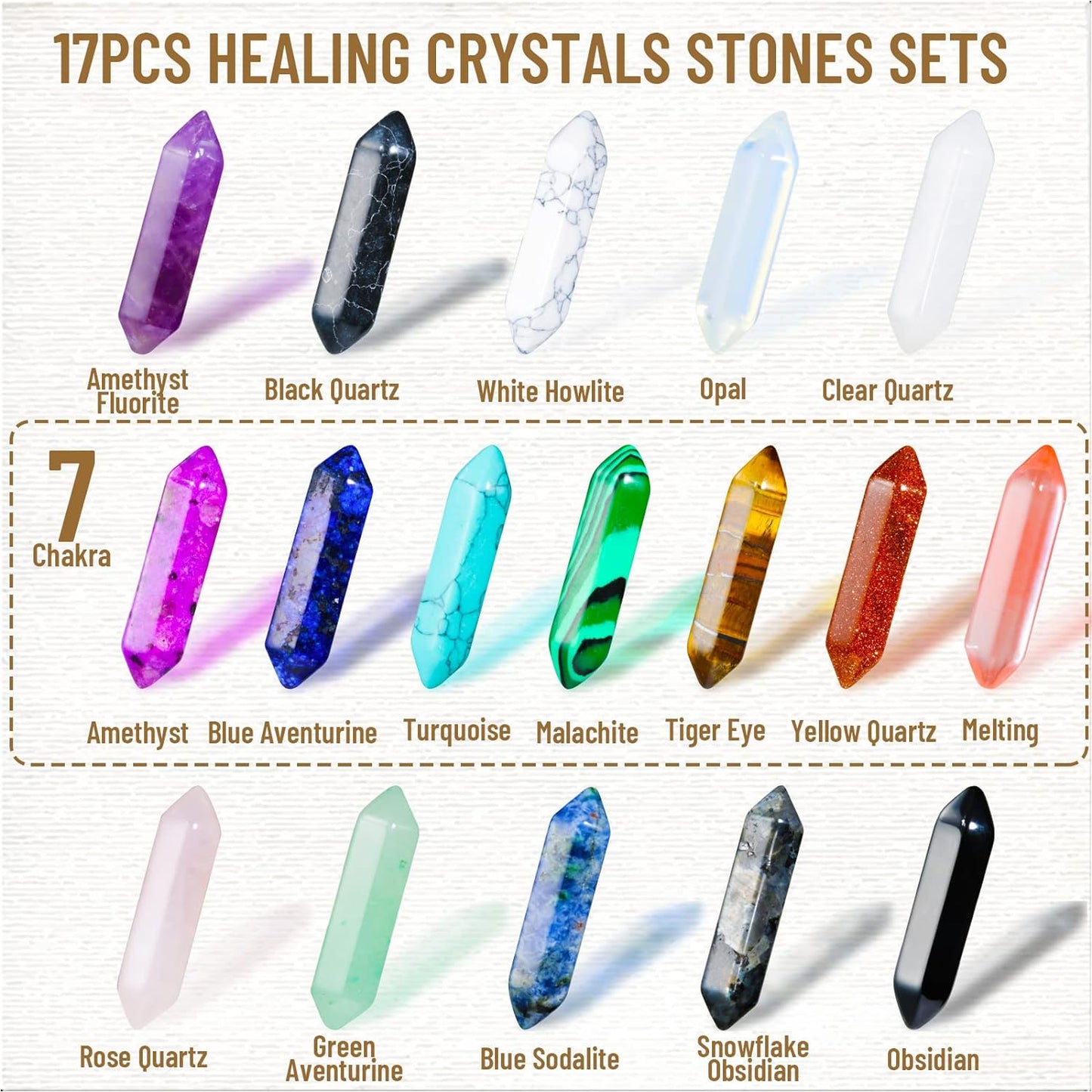 17Pcs Healing Crystals Stones Sets