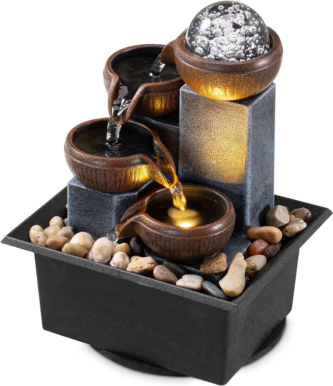 Tabletop Fountain 4 Level Tabletop Waterfall Meditation