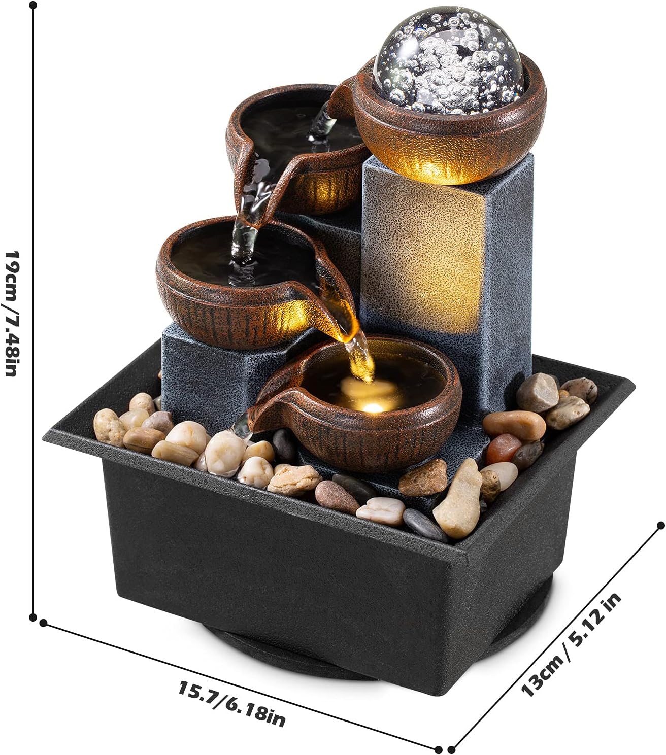 Tabletop Fountain 4 Level Tabletop Waterfall Meditation