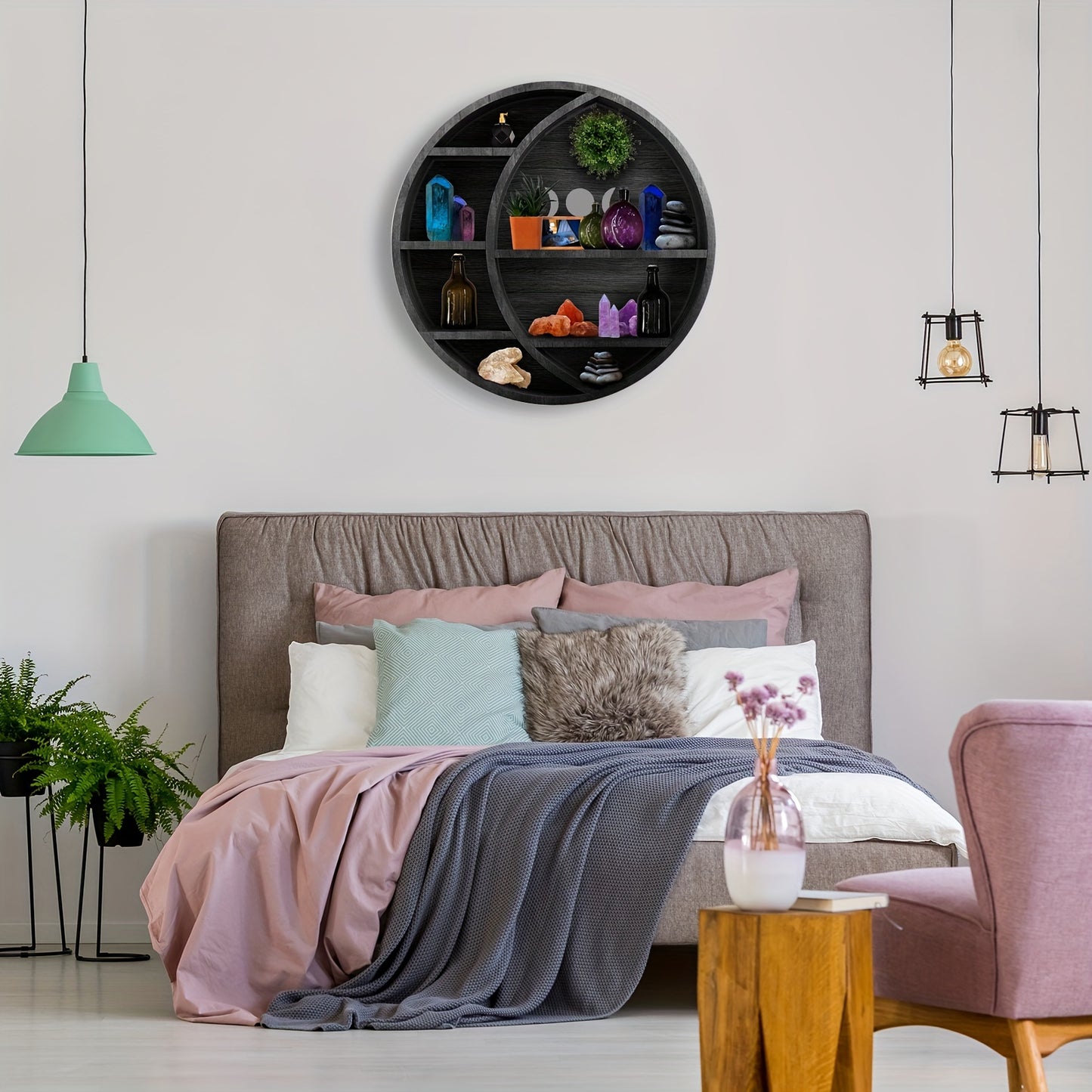 Crystal/Essential Oils Display Shelf - Handcrafted Wooden