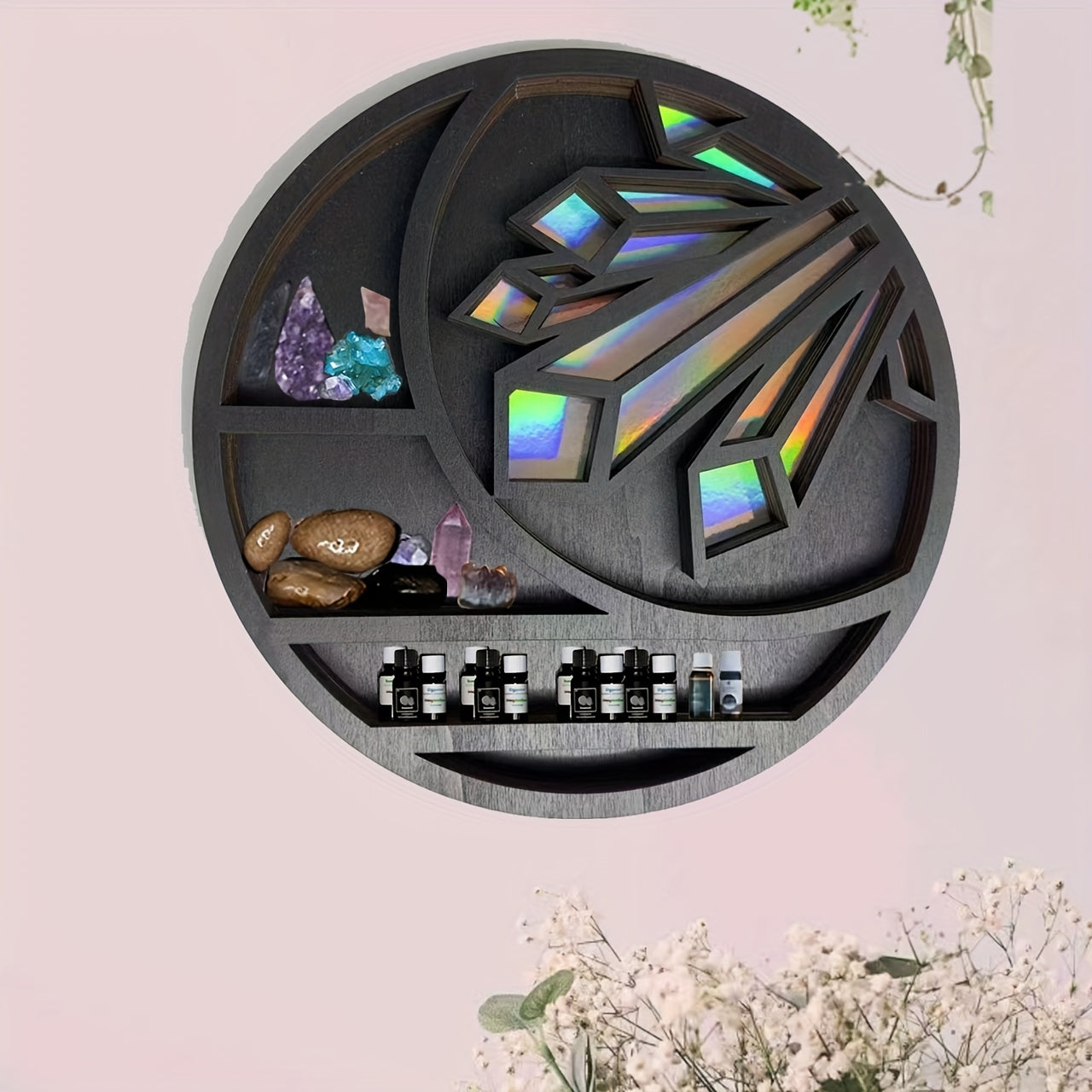 Wooden Crystal Display Rack - Aesthetic Room Décor