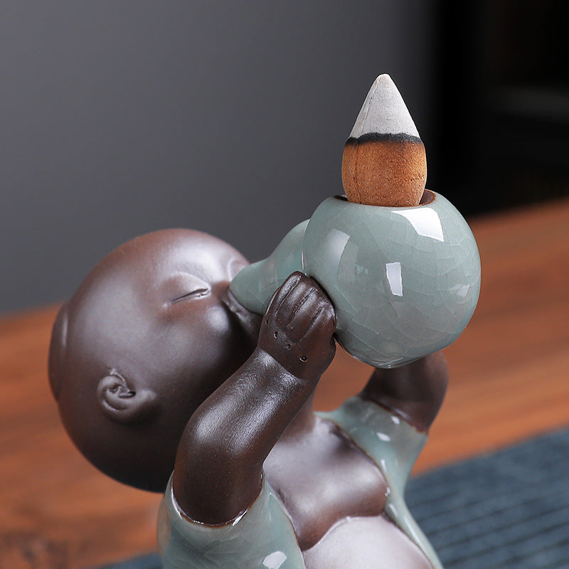 Child Handmade Ceramic Backflow Incense Burner