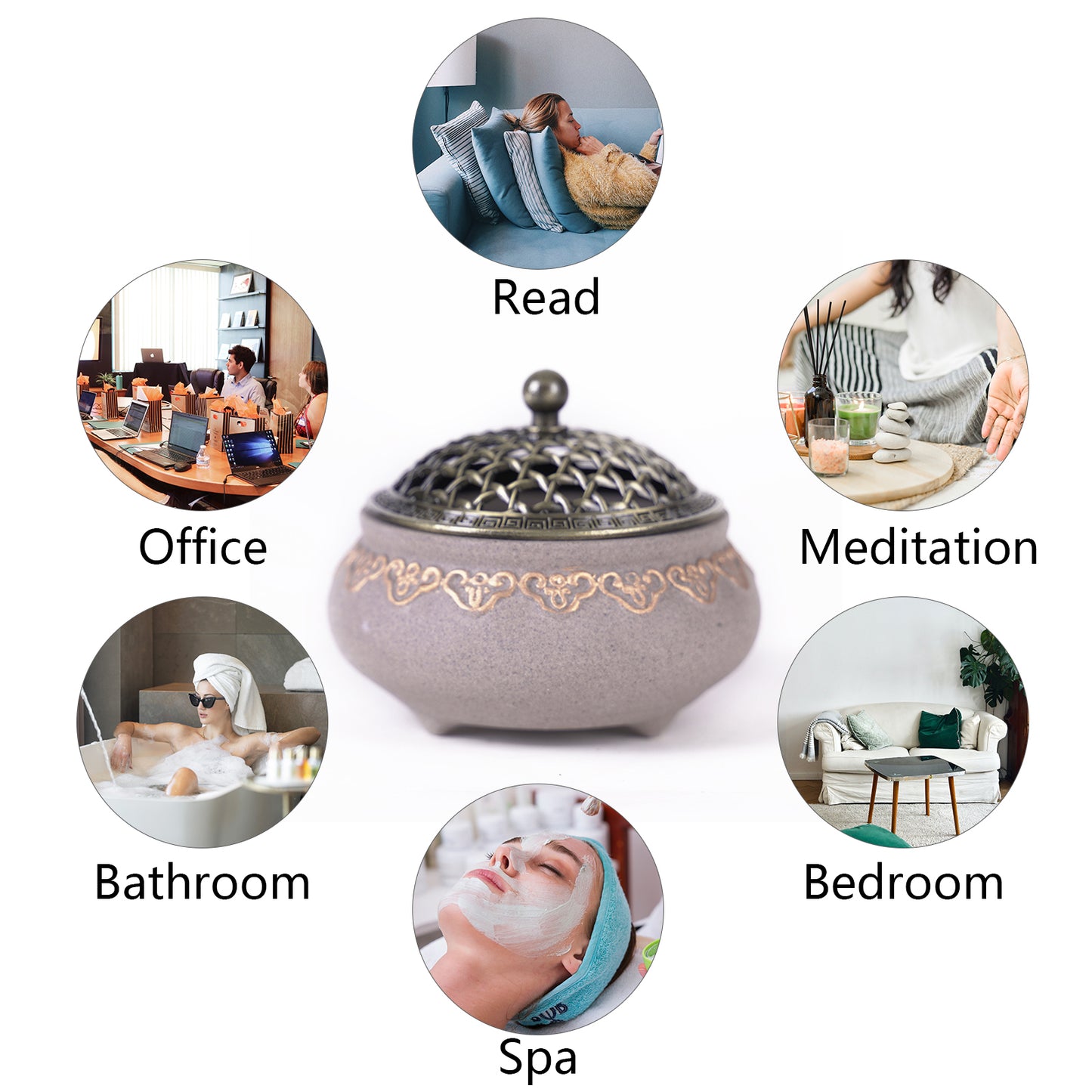 Porcelain Incense Burner (Stick/Cone/Roll Incense) Ceramic