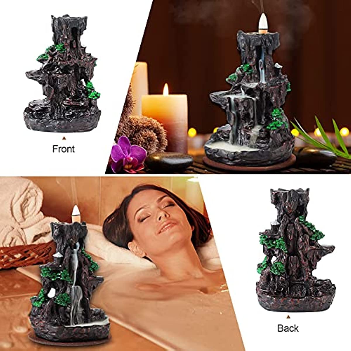 Incense Backflow Holder Waterfall 2 Sides