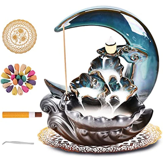 Ceramic Moon Backflow Incense Burner