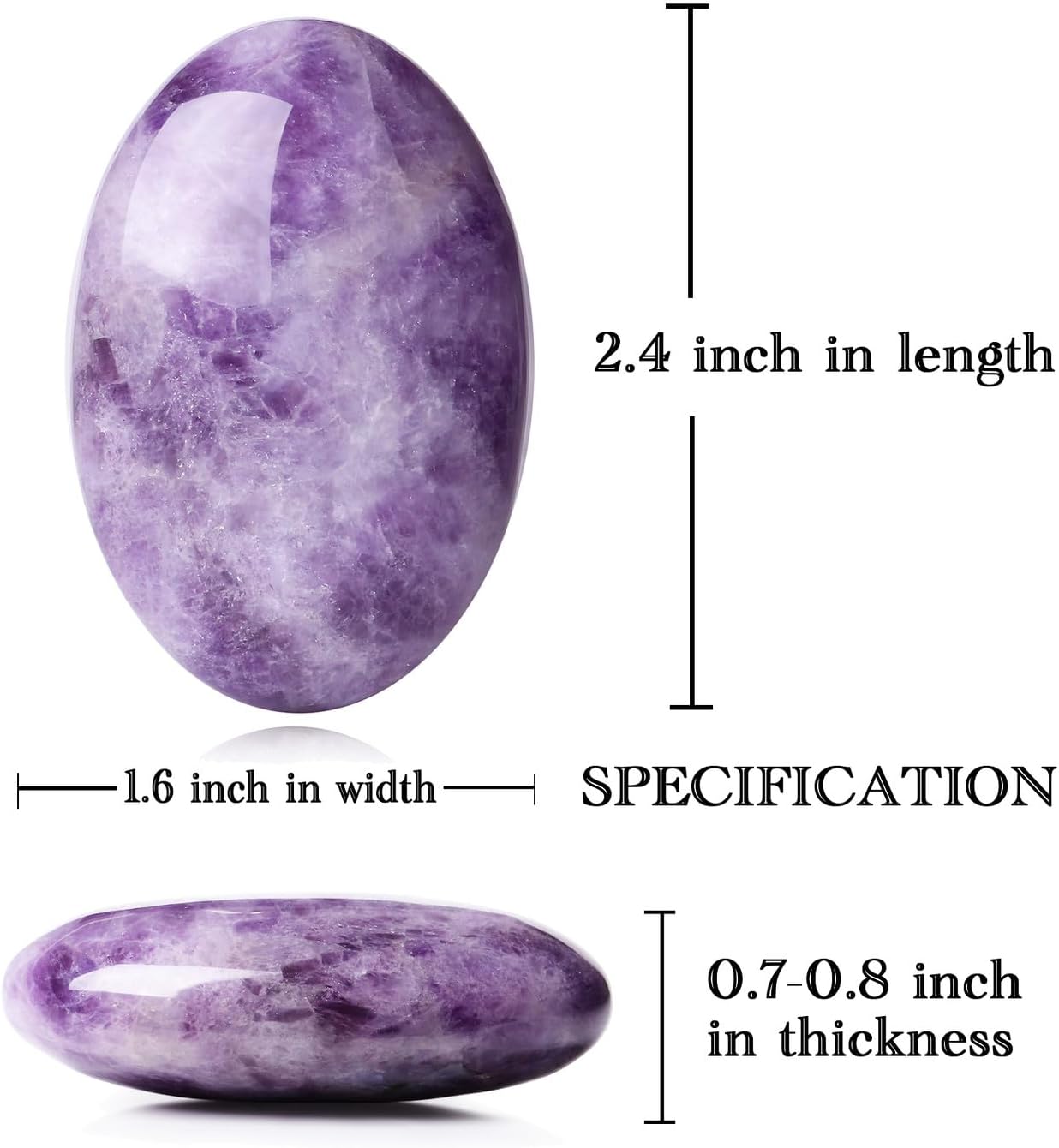 2.4" Large Amethyst Crystal Stone Polished Palm Stone